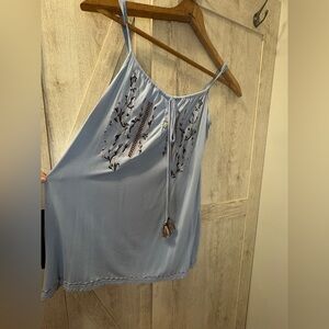 POL Baby Blue Embroidered Adjustable Strap Tank – Size S